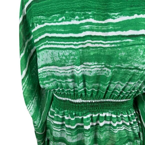 Michael Kors Green and White Flowy Top- Size S/M - Picture 3 of 10